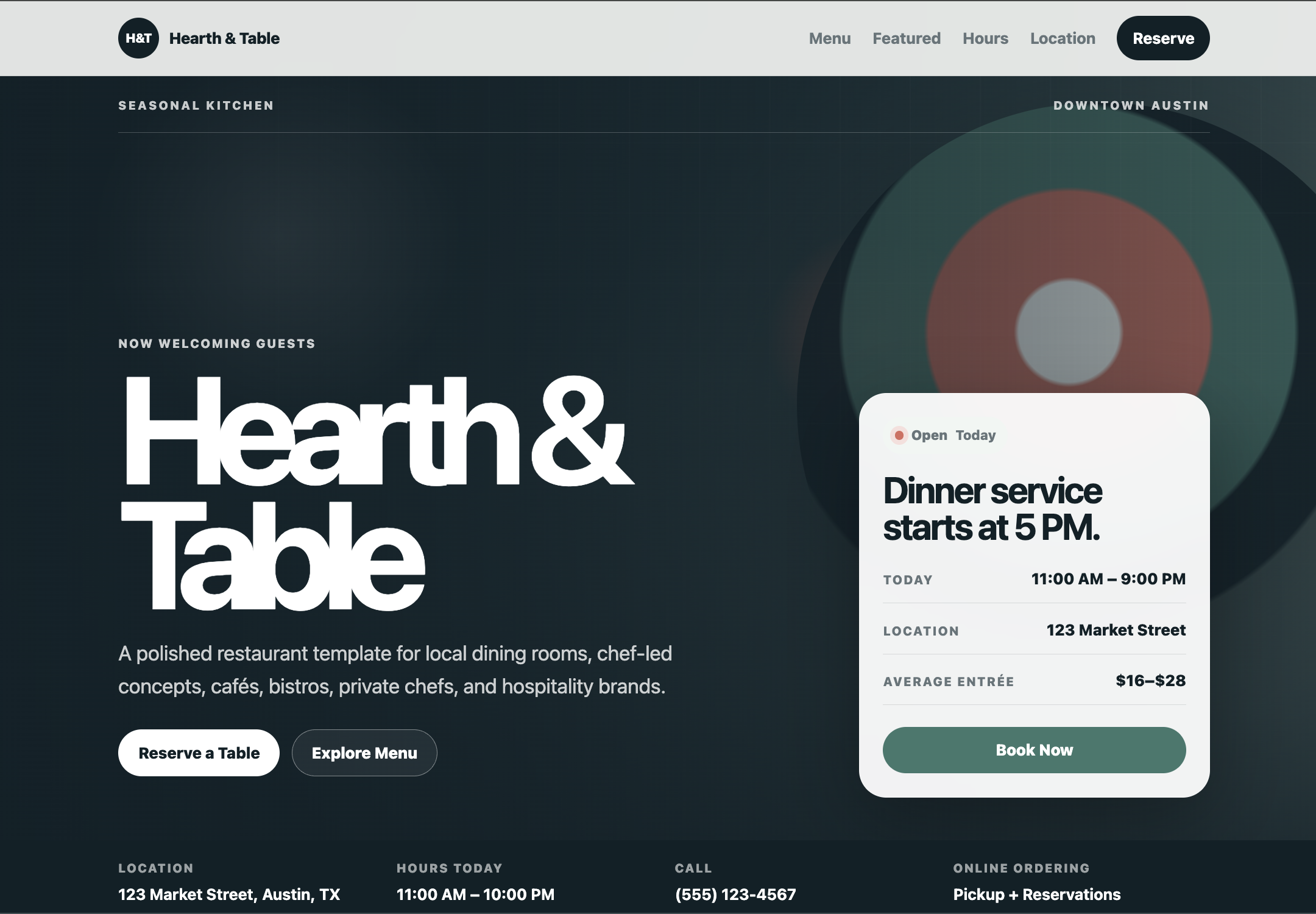 Local restaurant template preview